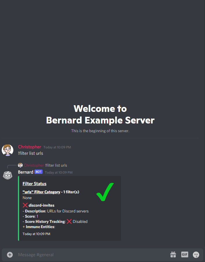 Bernard AutoMod Set discord-invites Status to Enforcing