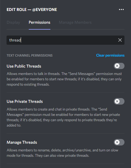 Server Thread Permissions Disabled